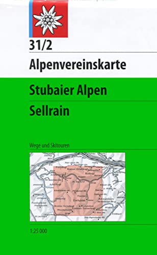 Stubaier Alpen, Sellrain: Topographische Karte 1:25.000 mit Wegmarkierungen und Skirouten (Alpenvereinskarten) von Deutscher Alpenverein